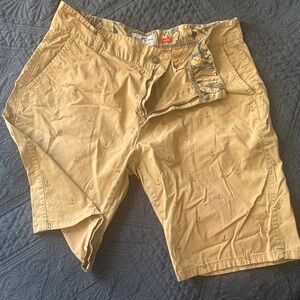 Casual Tan Anchor Pattern Men's Shorts